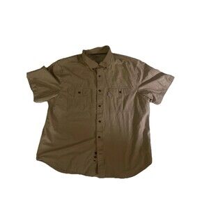 Carhartt Relaxed Fit Men's Short Sleeve Button Down Brown Pockets 2XL